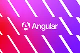 Visual with the latest Angular logo with the label “Angular” over a gradient.