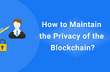 How to Maintain the Privacy of the Blockchain?