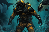 Image of man diving with body armor generated by Midjourney