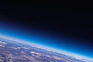 Partial view of the curvature of Earth as seen from orbit.