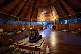 New Life Ayahuasca Costa Rica shaman Matthew sits in the maloca before the ayahuasca ceremony.