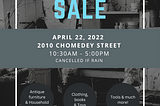 Beverly Castro and Griffintow_girl are sharing an image of a garage sale picture with lots of furniture to be sold in downtown Montreal.