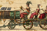 In ancient Rome, three women ride a sola-powered chariot.