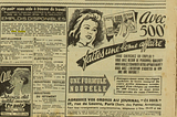 Petites annonces prix en francs années 1950 journal