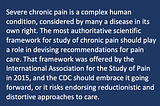 Our Response to the CDC’s Request for Comment on Management of Acute and Chronic Pain: