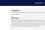 Implementing our first 3rd-party integration at Olympia: Github