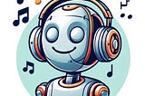 IMAGE: A cartoon-style illustration of a robot listening and enjoying music. The robot is depicted with headphones, eyes closed, and a smile, surrounded by musical notes to emphasize its enjoyment. This playful and colorful design captures the whimsical idea that even a machine can experience the joy of music