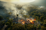 A forest fire in the Amazon.
