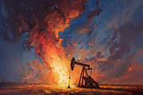 Fire in an oil well. Image created with MidJourney.