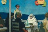 Edward Hopper, Soir Bleu, 1914; A clown seated at a resturaunt