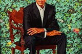 Photo of President Obama’s painting in the National Portrait Gallery. Surely no one’s idea of an idiot