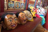 Buddhist festival masks in monastery