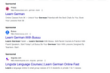 Google search for learning German