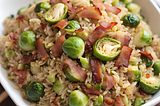 I added bacon and brussels sprouts to my fried rice recipe and this is how it turned out!