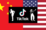 Dueling Chinese and American flags over the TikTok Ban