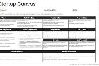 Startup Canvas: Product Strategy and a Business Model for a New Product