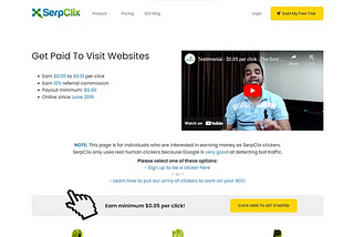 Get Paid to $0.05 to $0.10 per click Using Serpclix as a Clicker