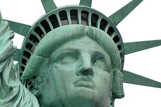 Closeup — head of Statue of Liberty