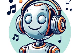 IMAGE: A cartoon-style illustration of a robot listening and enjoying music. The robot is depicted with headphones, eyes closed, and a smile, surrounded by musical notes to emphasize its enjoyment. This playful and colorful design captures the whimsical idea that even a machine can experience the joy of music