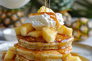 I added fresh pineapples and made a juicy drizzle to my pancake recipe and this is how they turned…