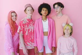 Diverse teenagers in stylish outfits