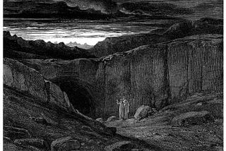 Virgil and Dante stand before the Gates of Hell by Doré