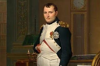 Portrait of Napoleon in military uniform.