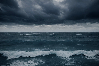 Image of stormy ocean created by author in Dream app