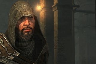 Ezio Auditore gives the camera a sullen look in Assassin’s Creed: Revelations.