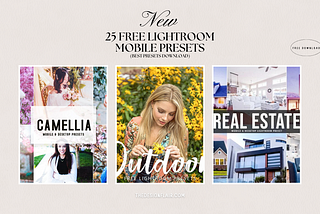 A preview of the post titled ’25 Free Lightroom Mobile Presets (Best Presets Download)’ with 3 featured images.