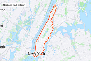 Strava map of our 2024 Great Saunter route around the perimeter of Manhattan
