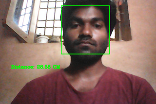 Distance from the camera to the detected face; using Harr cascades