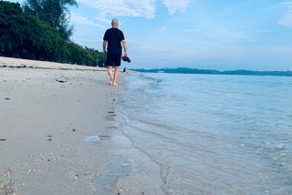 barefoot at the beach, singapore, changi beach