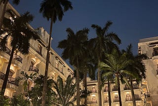 Interior courtyard of the Oberoi Grand Hotel, Kolkata, India