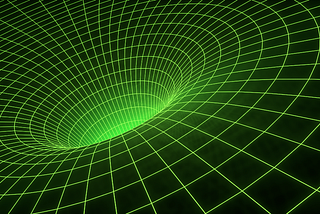 A picture of time and space bending (a grid plane introduced to a third dimension)