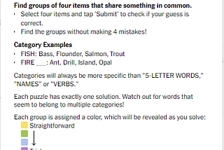 Directions for how to play Connections, from the New York Times.