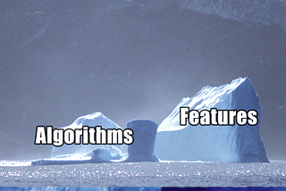 Tip of an iceberg labeled with only “Algorithms” and “Features”