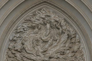 Frederick Hart’s sculpture “Creation” at the National Cathedral that depicts seven bodies in a swirling pattern.