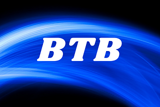 White letters “BTB” on blue background