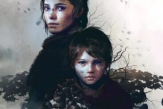 The lead characters, Amicia (left) and Hugo (right), in the main art for A Plague Tale: Innocence