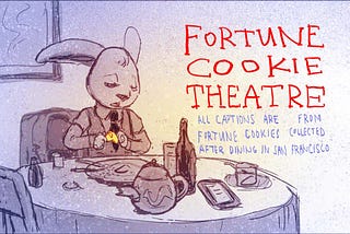 A rabbit checks his fortune cookie