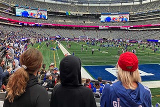 Girls looking at the field at Giants Stadium