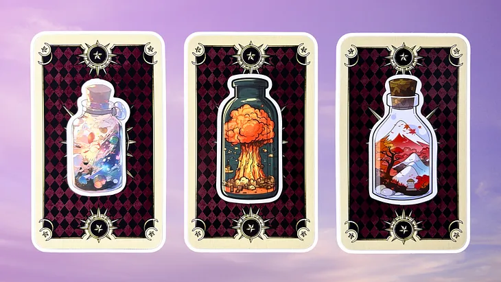 Three tarot pick a card piles: pile 1 — mixture, pile 2 — explosion, pile 3 — mountain