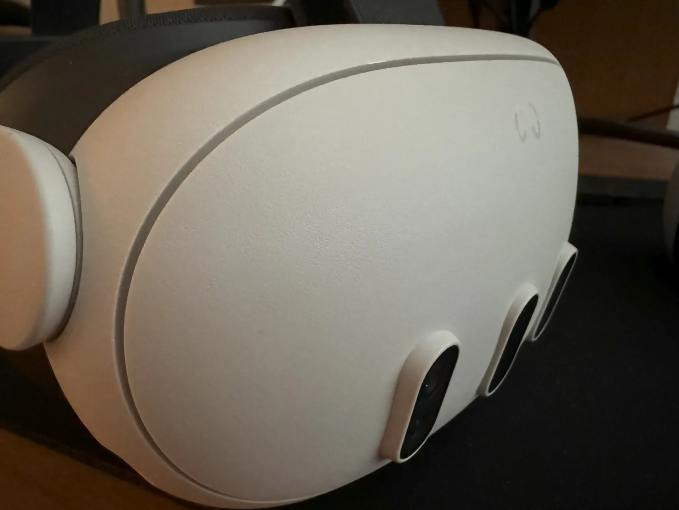 A close up of the front of a Meta Quest 3 VR/MR headset.